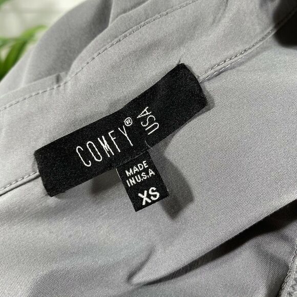 Comfy‎ USA Gray Bristol Shirt Button Poplin Tunic Top Asymmetric Hem Size XS - Picture 4 of 5